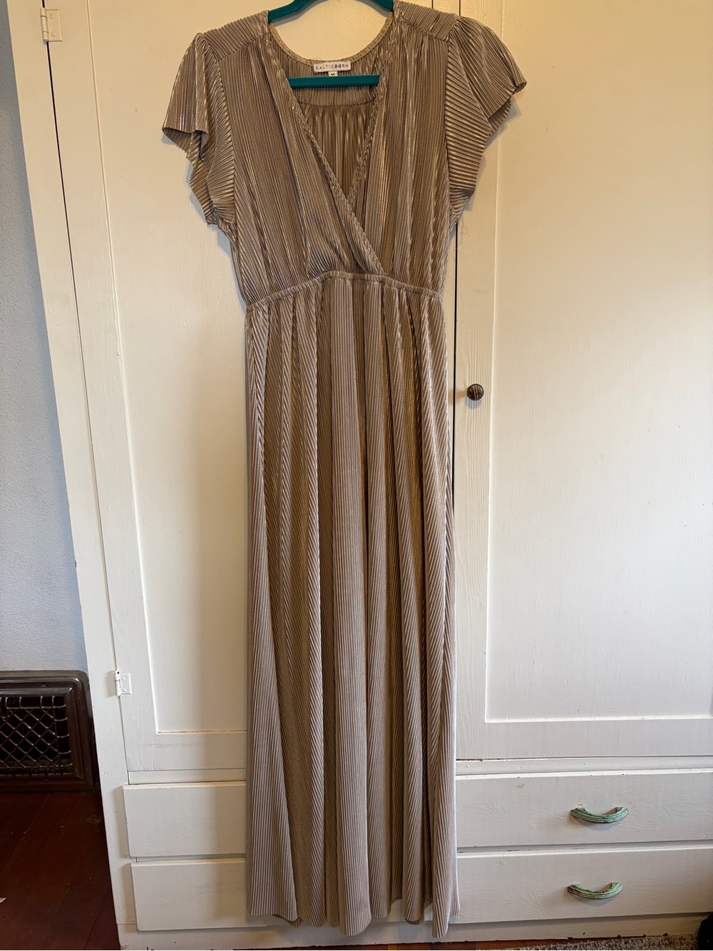 Baltic Born Taupe Plissé Maxi Dress